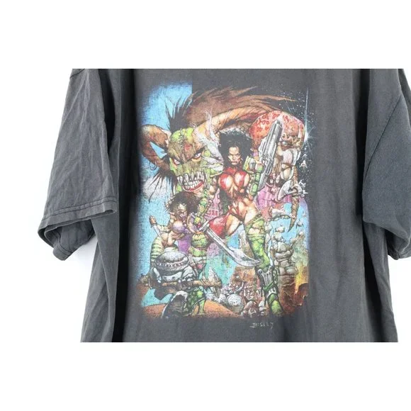Vintage 90s Winterland Mens XL Faded Heavy Metal 2000 Movie Comic T-Shirt Black